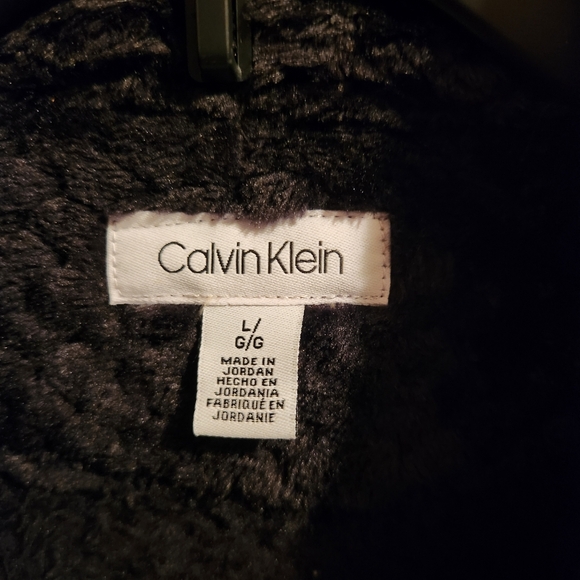 Calvin Klein Black Textured Jacket Plush women's size L EUC - Picture 2 of 13